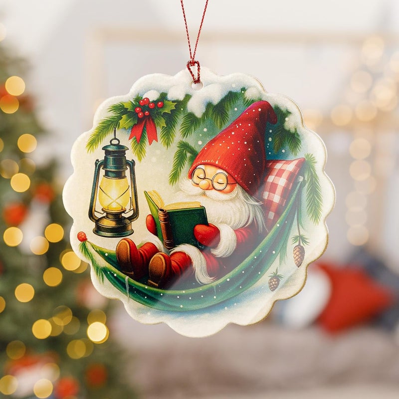 NELXI Gnome Christmas Ornaments 2025, Gnomes Gifts, Cute Gnome Ornament for Book Lover Gift, Funny Gnomes for Window Decor, Book Lover Gifts for Women Men, Friend, Family, Coworker, Holiday Decor - Image 5
